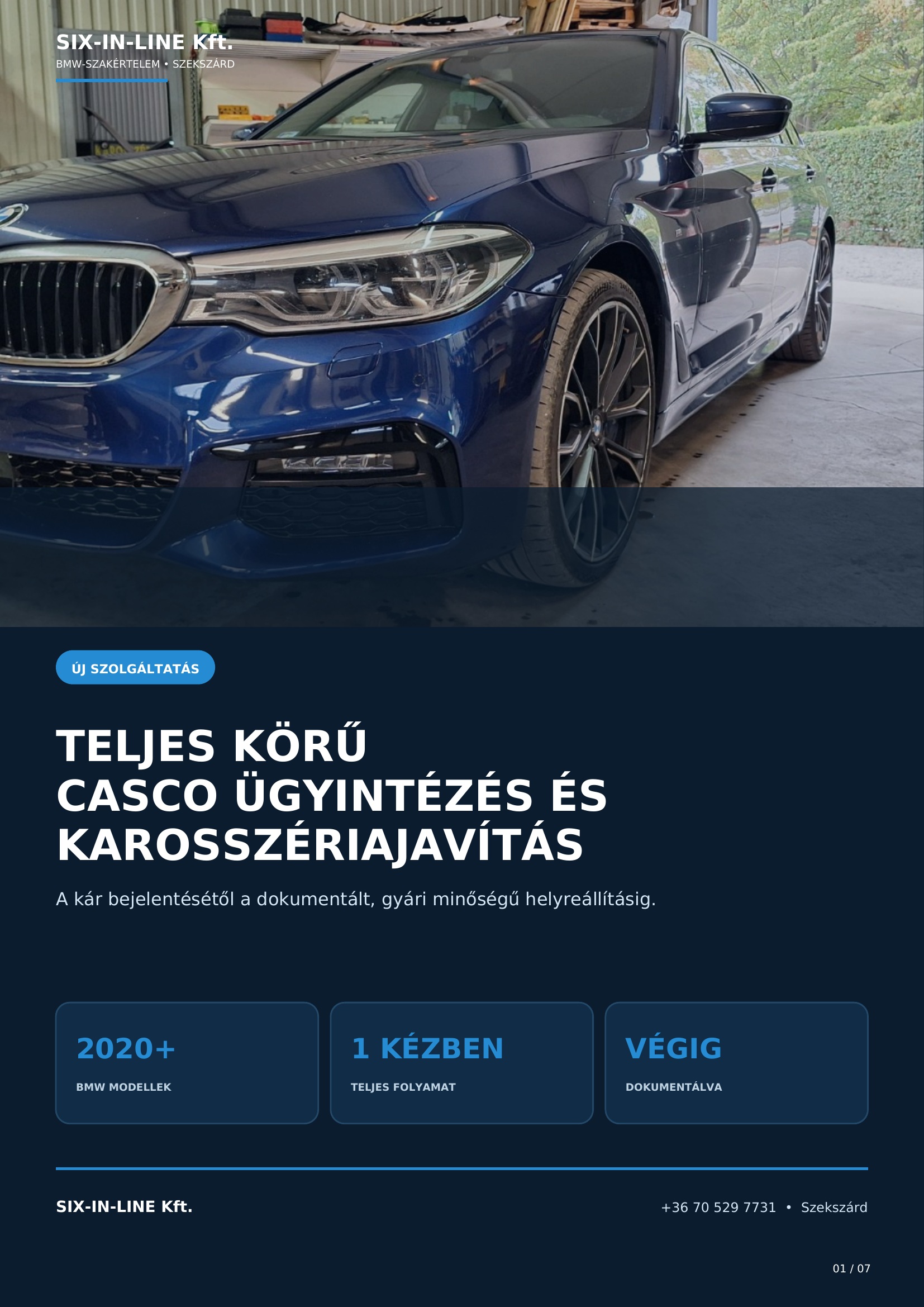 Helyreállított kék BMW a Six-In-Line műhelyében